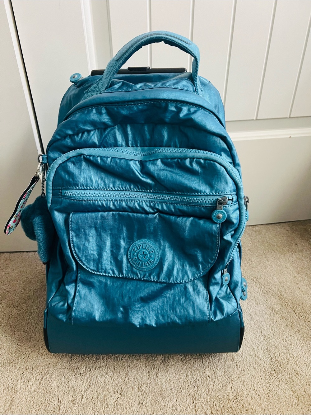 Kipling Teal Nylon Backpack with Front Pocket